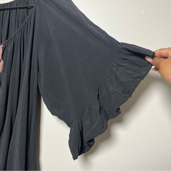 Idyllwind Women Plus Size Top 2X Black‎ Western Boho Lace Up Ruffle Cowgirl - Picture 3 of 7